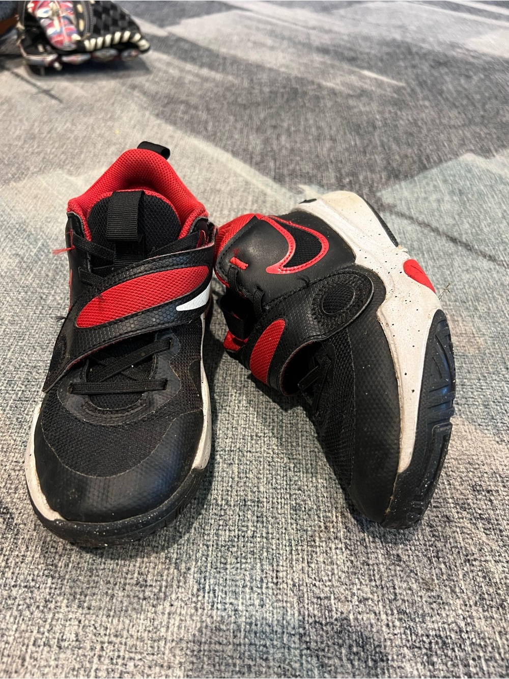 Nike Kids Black and Red Velcro Athletic Sneakers